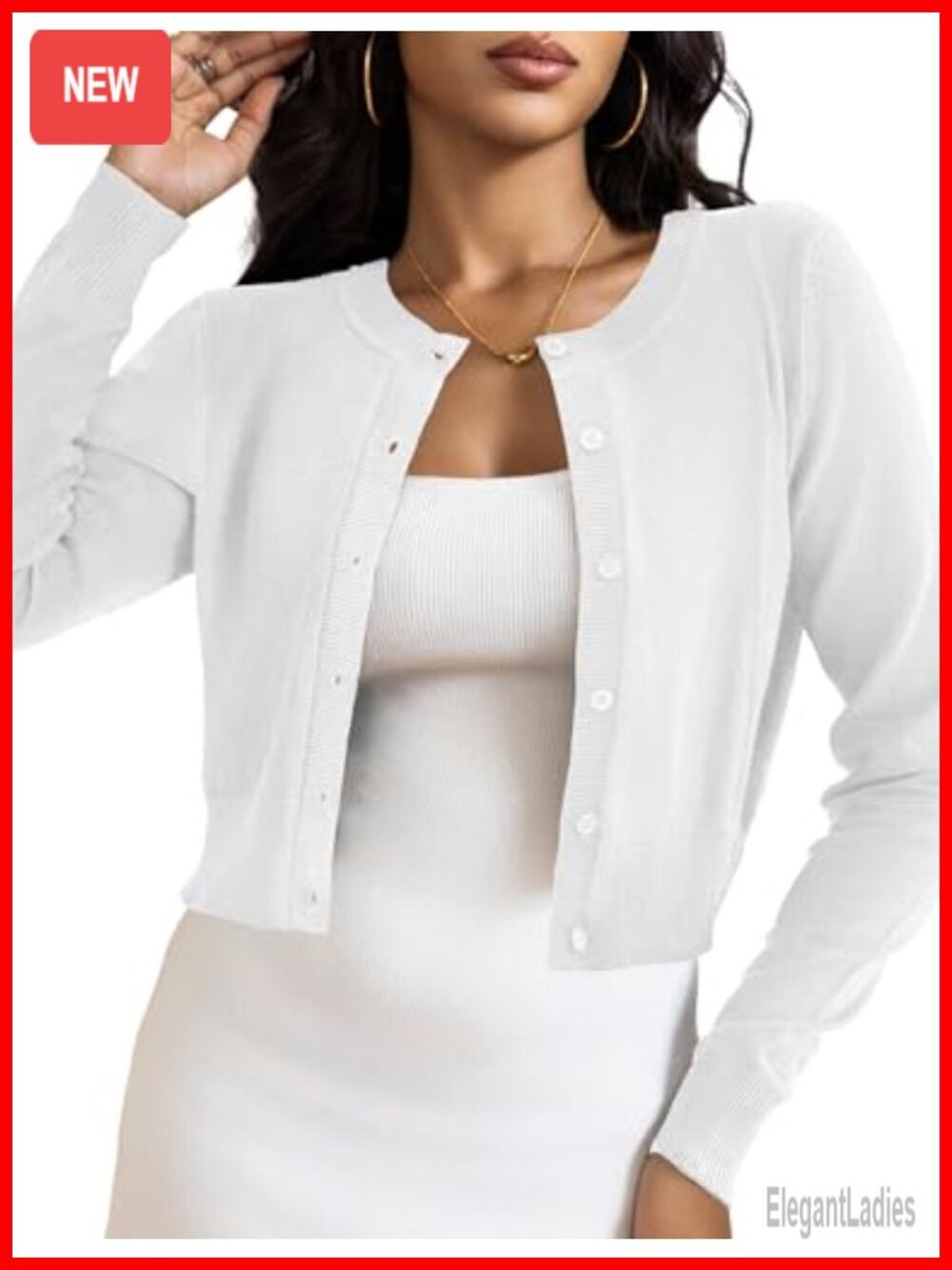 Cropped Cardigan Bolero Shrug, Button Down Long Sleeve Knit Sweater, XS-XL